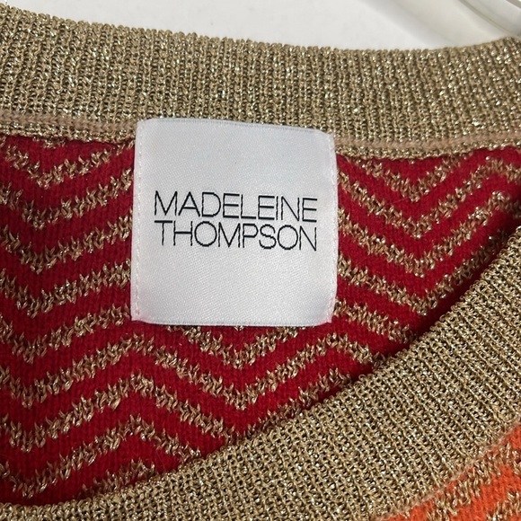 Madeleine Thompson Rainbow & Gold 100% Cashmere Multi Color Sweater Sz Small - Picture 2 of 4